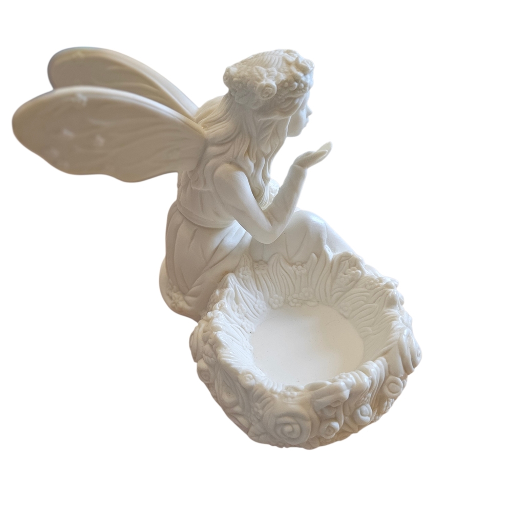 PartyLite Angel Tealight Candle Holder White Fairy Resin 5x6 - Picture 2 of 5